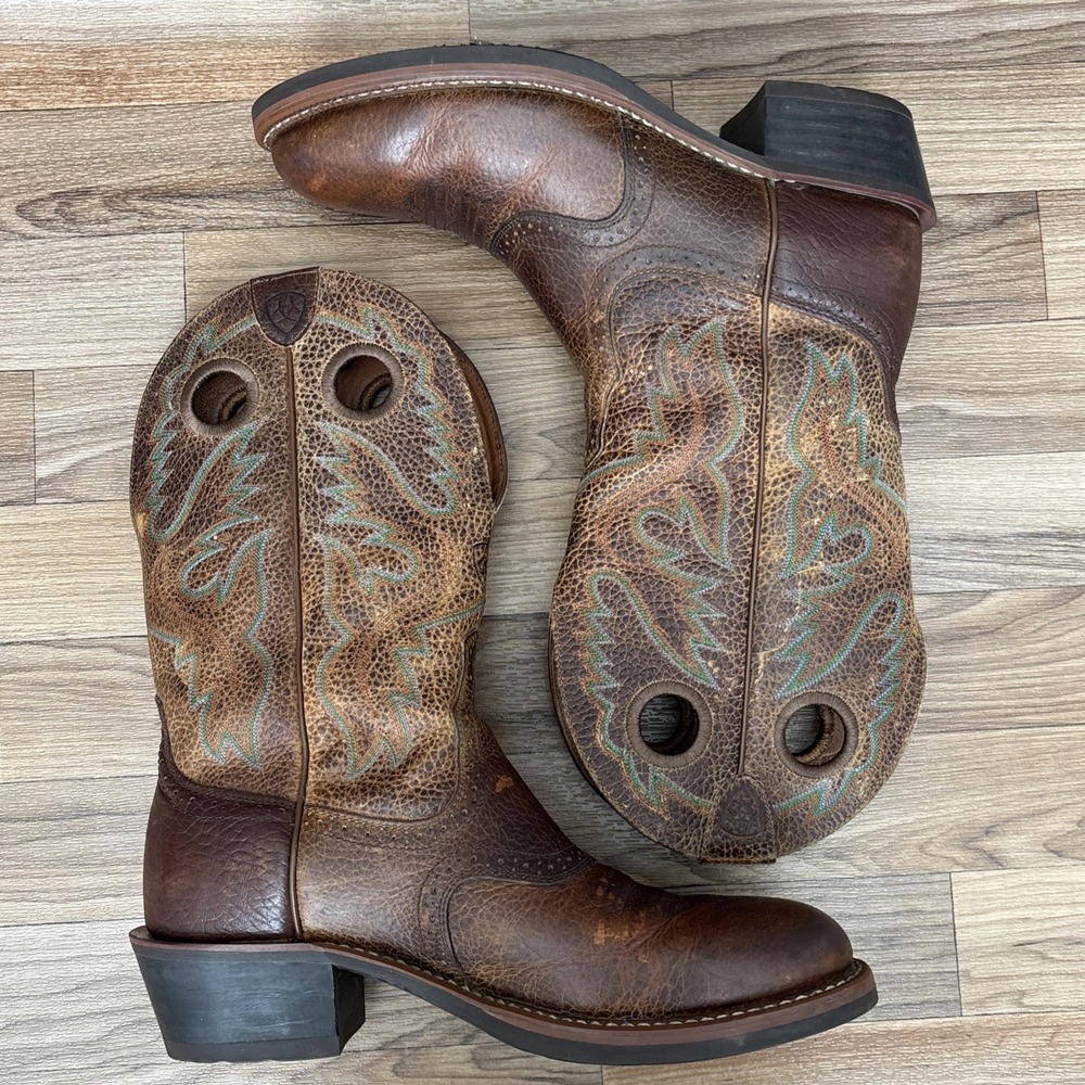 Ariat Buckaroo Stockman Western Cowboy Boots Brown Mens Size 11D Rodeo Ranch - Picture 6 of 16